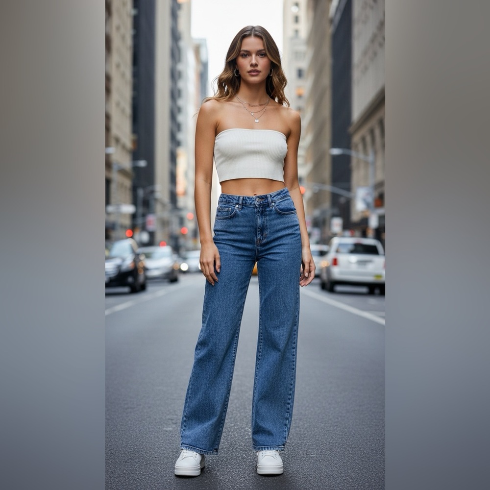 Studio 12 Denim Wide Leg Pants Y2K baggy acid wash blue, trendy vintage style